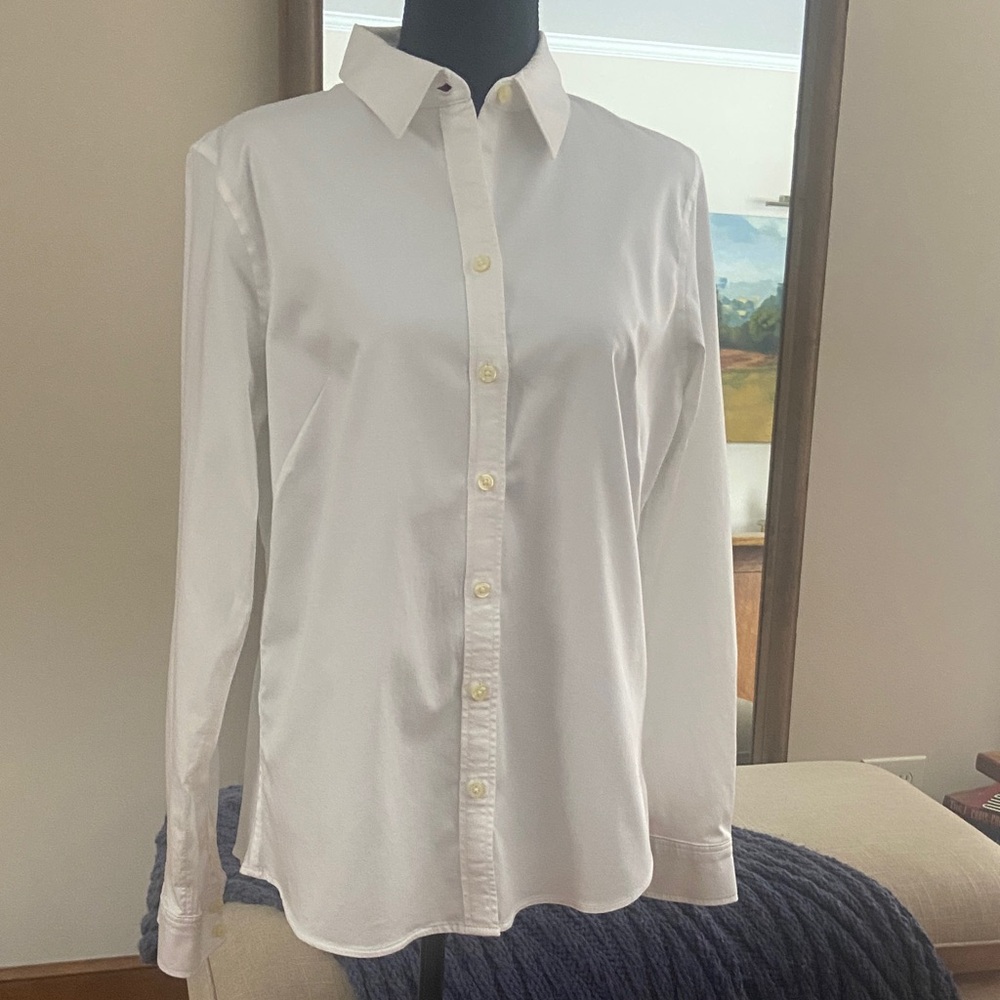 Banana Republic white no-iron Oxford long-sleeved shirt, size 14 slim